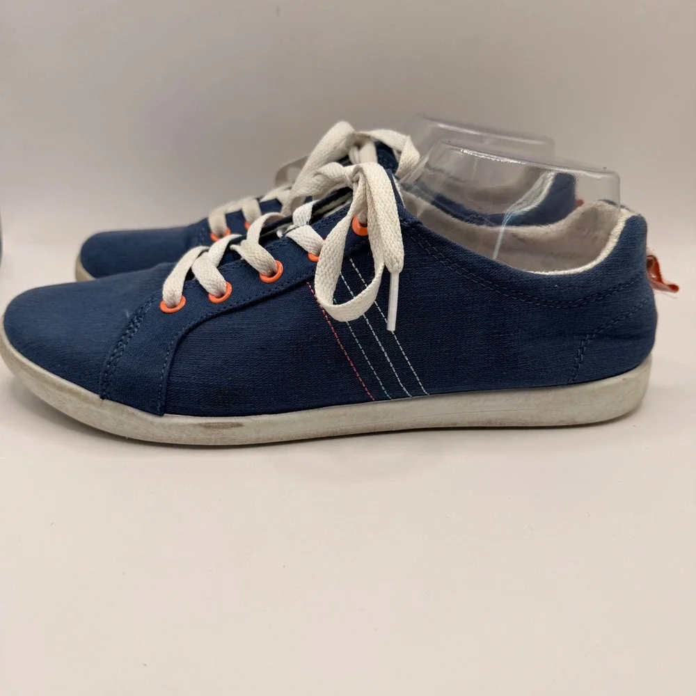 Vionic Beach Stinson Navy Blue Canvas Lace Up Sneakers‎ Womens Size 10 Vegan